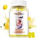 Calcium Magnesium Gummies Volwassenen Kids - Suikervrij Kauwbare Vegan Algen Calcium Supplementen voor Vrouwen Mannen ondersteunen Plus Bone Strength met Zink Kalium Vitamine D3 K2 Lemon Flavor 60CT