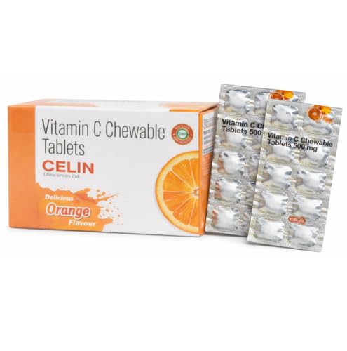 Vitamin C Chewable Teblet | Immunity Booster | Orange Flavor | Daily Health Supplement | Pack of 4 Strips | (4X15=60 Tabb)