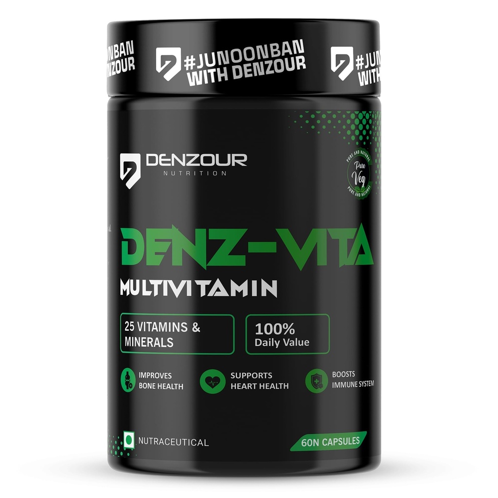 Denzour Nutrition Denz-Vita Multivitamin Capsules for Men & Women | 25 Essential Vitamins & Minerals | Supports Daily Energy, Immunity & Recovery | 60 Capsules