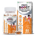 Healing Pharma - Protiboost Multivitamin Gummies for Kids | Daily Supplement for Growth, Immunity, Brain, & Bone Health | No Added Sugar & Gluten Free | Orange Flavour | 60 Gummies