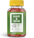 Noor Vitaminen Halal Haarvitaminen Biotine, Collageen, Silica, Vitamine C & E Ondersteunt Haar, Huid & Nagel Gezondheid; Natuurlijke Aardbei Gummy Vitaminen. GGO, Glutenvrij en een gecertificeerd halal vitamine (90 telling)