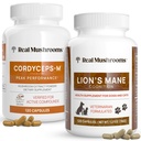 Real Paddestoelen Cordyceps for Humans (120ct) and Lions Mane for Pets (120ct) - Bundel voor energie, vitaliteit en cognitie - Veganistisch, niet-GMO, Glutenvrije, Grain-Free Mushroom Extract Supplementen