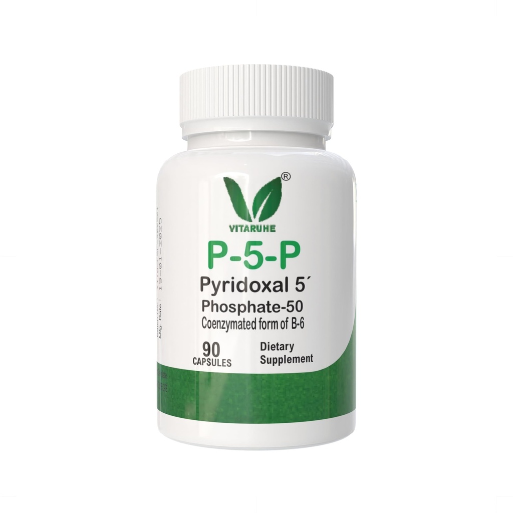 Vitaruhe Vitamin B6 (P5P) 50mg - Bioactive Vitamin B-6 for Energy, Nerve Health, Cardiovascular Support, Mood Enhancement- 90 Capsules