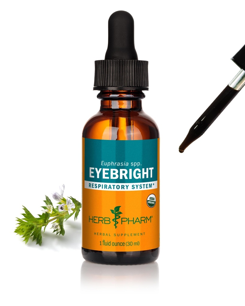 Herb Pharm Certified Organic Eyebright Liquid Extract for Respiratory System Support - 1 Ounce, helder