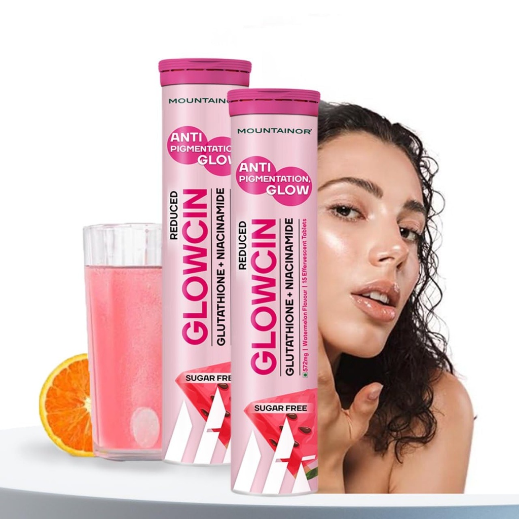 MOUNTAINOR Glutathione Tablets for Skin Brightening & Korean Glow. Fights Pigmentation & Dullness, Clinically Proven Ingredients-Niacinamide & Vit C Helps reduce Melanin, Clearance Healthy & Radiant Skin, Sugar-free Pack of 2 (30 tabs)