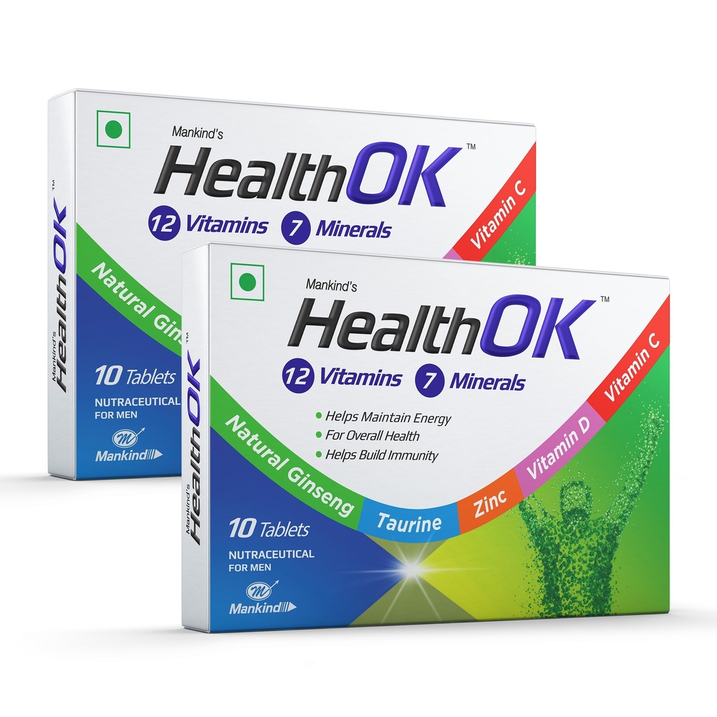 Health Ok Multi Vitamin and Mineral Health Supplement (for Energy and Overall Health with added Immunity) Tablets (Pack of 2)