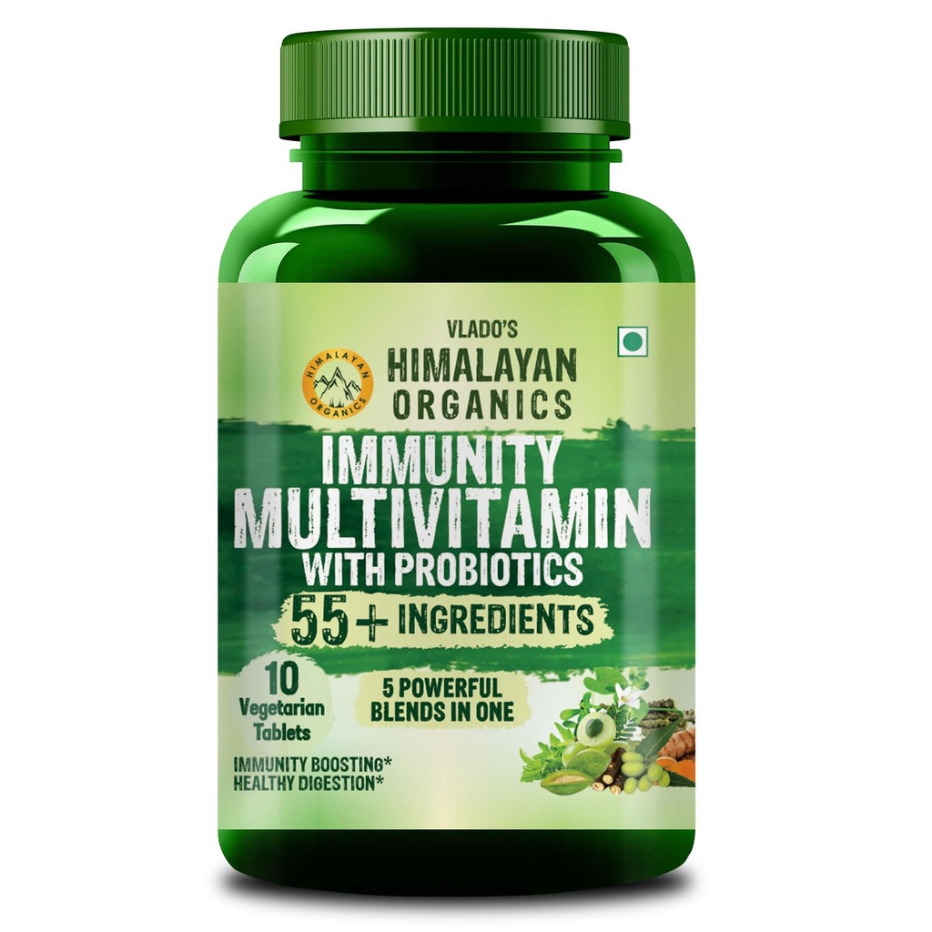 Vlado's Himalayan Organics Immunity Multivitamin Tablet for Men & Women with Probiotic 40+Vital Nutrients and 5 Probiotic blends for Increase Energy & Immunity - Boost stamina, Strength & Muscles and Overall Health I Best Multi vitamin for Men & Women - Small Pack