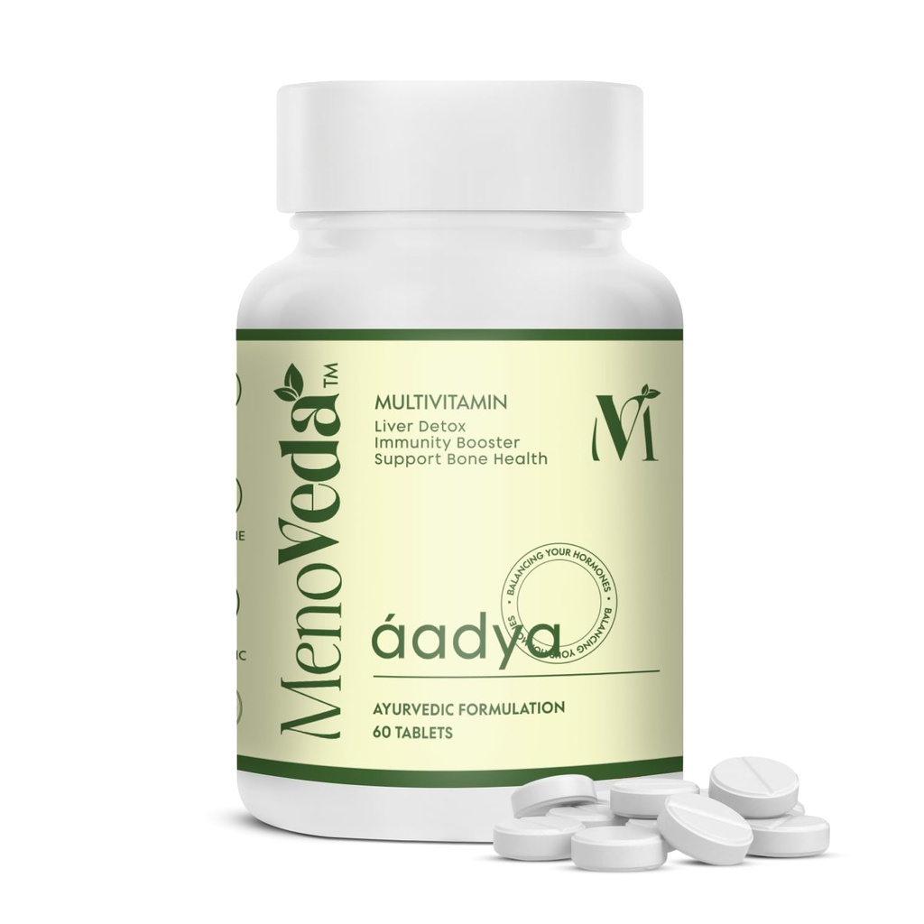 Menoveda Aadya Multivitamin for Women 40+| Improves Immunity, Skin, Hair & Bone, Joint Health, Natural with 14 Vital Herbs | Shatawari | Ashwagandha | Giloy | Amla - 60 Tablets