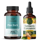 HERBAMAMA Kurkumaextract en dennenschorskit - bundel van 400 mg Franse Maritieme Capsules & Kurkumaextract Tinctuur 2 fl oz - Vegan, Non-GMO, Sugar & Alcohol-Free - 2 Pack