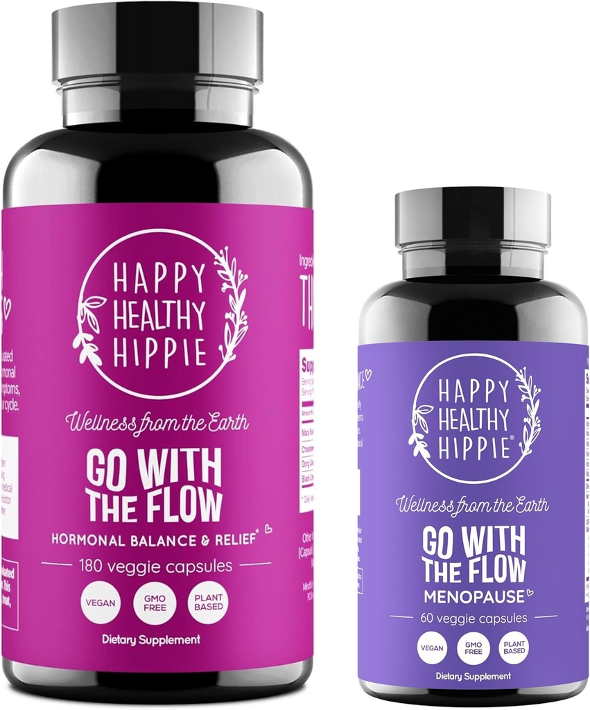 Happy Healthy Hippie Ga met de Flow Menopauze Ondersteuning & Ga met de Flow Hormone Balance voor vrouwen (180ct)