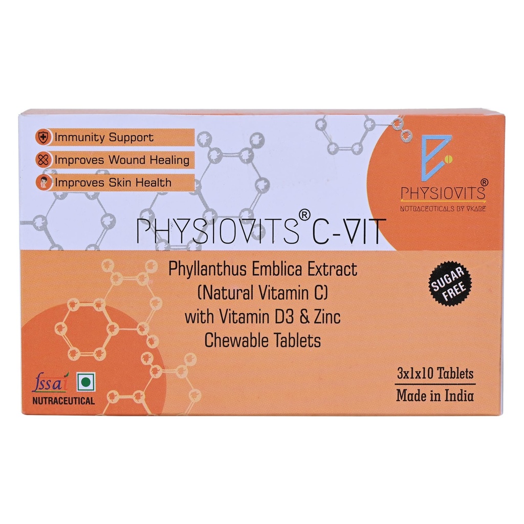 C-VIT | Vitamin C Tablets | Vit C - 500 mg with Vitamin D3 with Zinc | For Immunity | For Skincare | With Naturally Souce Amla | Chewable Tablet |