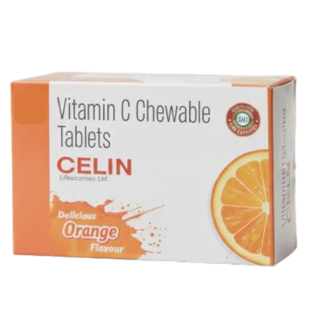 Vitamin C Chewable Tablet for Immunity Skin Formula for Men Women & Kids (Orange Flavour Vitamin C) (60 Tablets)