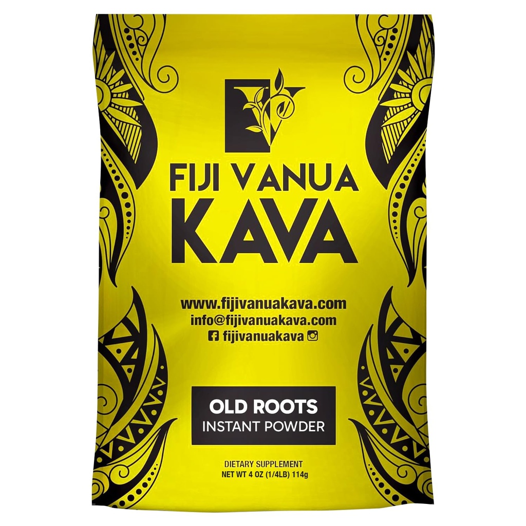Fidji Vanua Kava Vieilles Racines instantanées Kava poudre, jus vert déshydraté Kava boisson poudre, facile à préparer liquide-soluble, fijian Instant Noble, supplément à base de plantes, 4 oz
