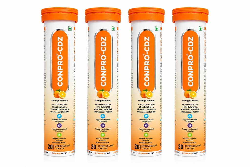 CDZ Orange Flavour Effervescent Tablets Set of 4 Tubes