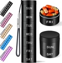 Aluminium Travel Pill Organizer,Weekly Metal Pill Case,Pill Holder, Vocht Proof Waterproof Daily Pill Box 7 Dag, Grote pil Container om vitamines te houden, Medicatie,SupplementsBlack