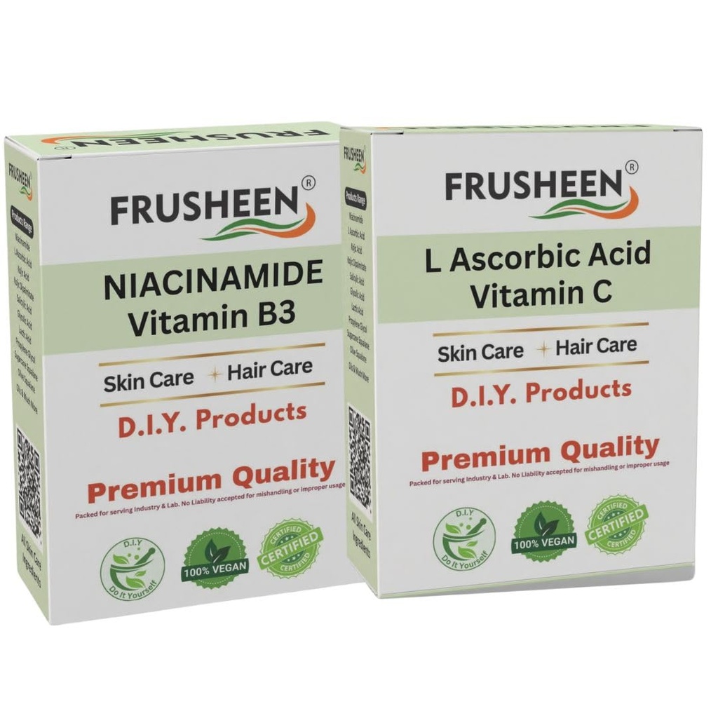 Niacinamide and Ascorbic Powder (Vitamin B3 & Vitamin C) DIY Skin Care for making Soap, Serum, Cream, Face wash Brightening, Anti-Aging, Even Tone 100gm each- 200gm