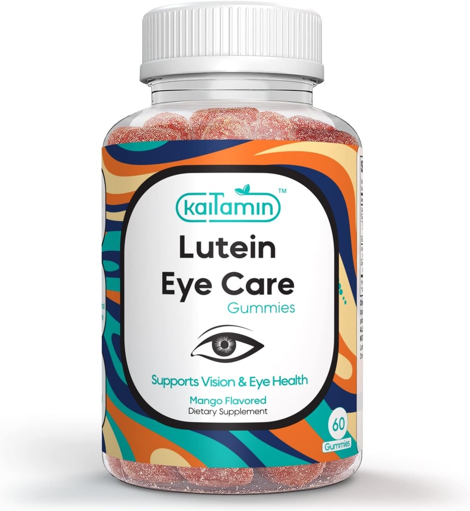 Lutein & Zeaxanthine Eye Supplement voor volwassenen - Bescherming ondersteuning voor ogen - Yummy Mango Flavored Vegan, Glute-Free, gemaakt met kokosolie. 60 Gummies
