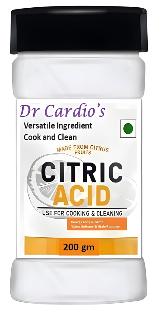 Dr. Cardio Citric Acid Powder – 100% Pure, Food Grade, One Bottle, Pack of 1 (200G)