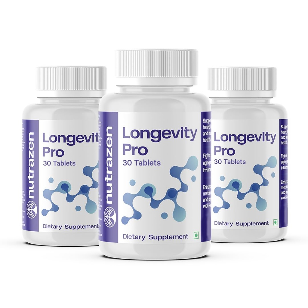 Longevity Pro - Pack of 3, 90 Tablets | Resveratrol, CoQ10, AHA