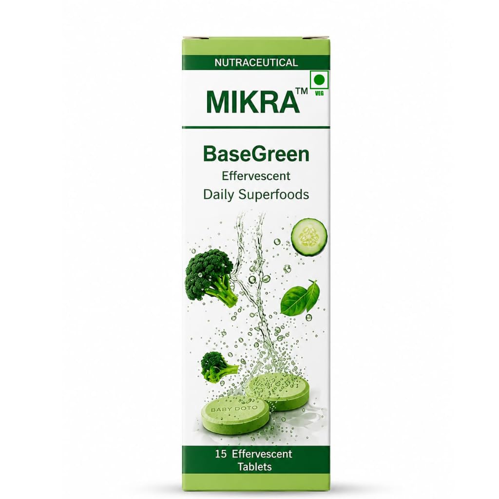 MIKRA BaseGreen Effervescent Super Greens Tablets with Vitamin C
