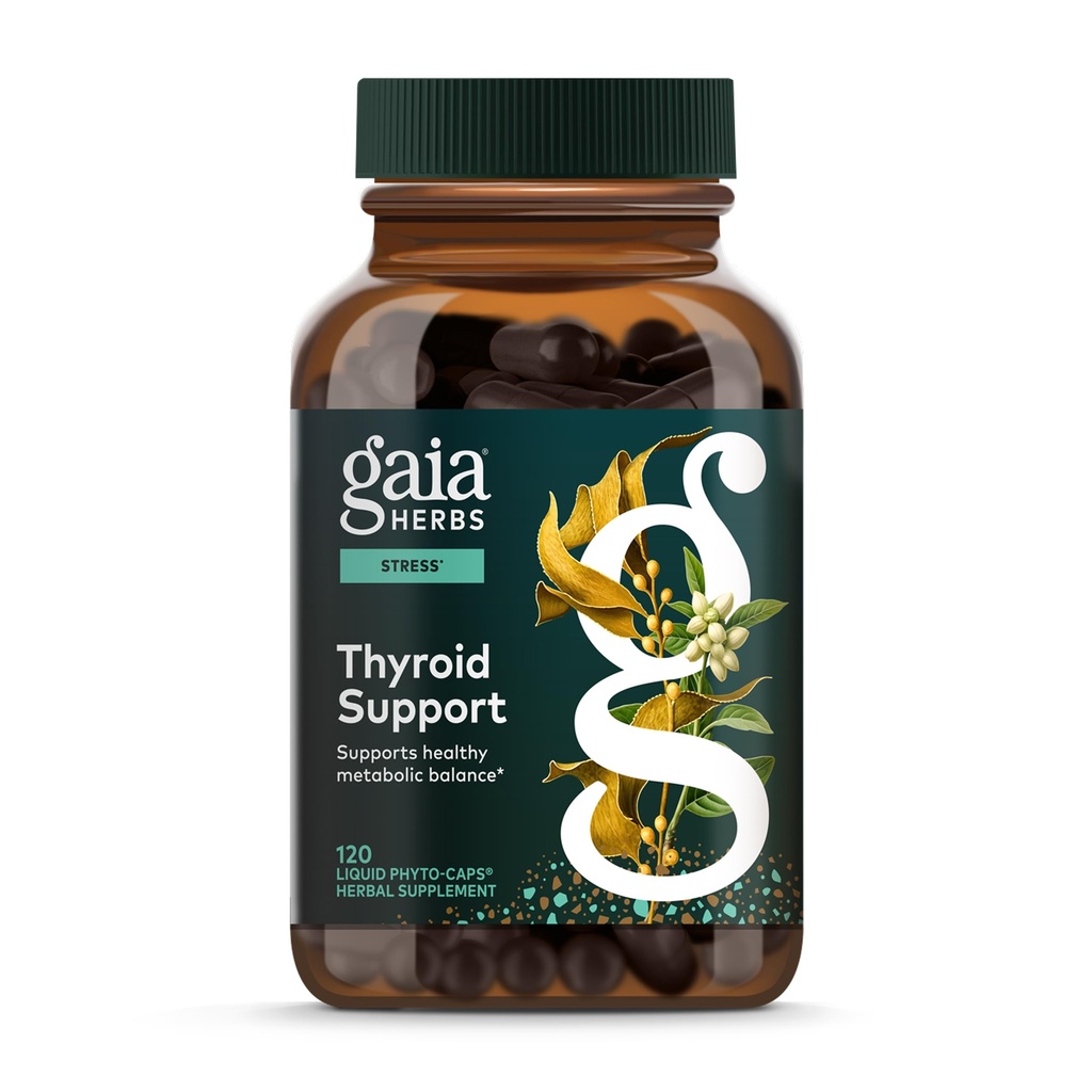 Gaia Herbs Thyroid Support - Made with Ashwagandha, Kelp, Bruin Zeewier & Schisandra to Support Healthy Metabolic Balance & Overall Well-Being* - 120 Vegan Liquid Phyto-Capsules (40-Day Supply)
