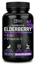 Zeal Naturals Max Strength Elderberry Capsules + Zinc + Vitamine C. 500mg pour le système immunitaire Support avec Black Sambucus Elderberry.