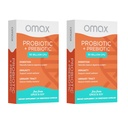 Omax3 Prebiotic & Probiotic 50 Miljard CFU + Chicory Inulin, 10 stamper, Verminder opgeblazen gevoel, spijsvertering, SIBO, Leaky Gut, Vaginale pH, Acidophilus, Vegan, Zuivelvrij, Glutenvrij, Blisterverpakking (2 verpakkingen)