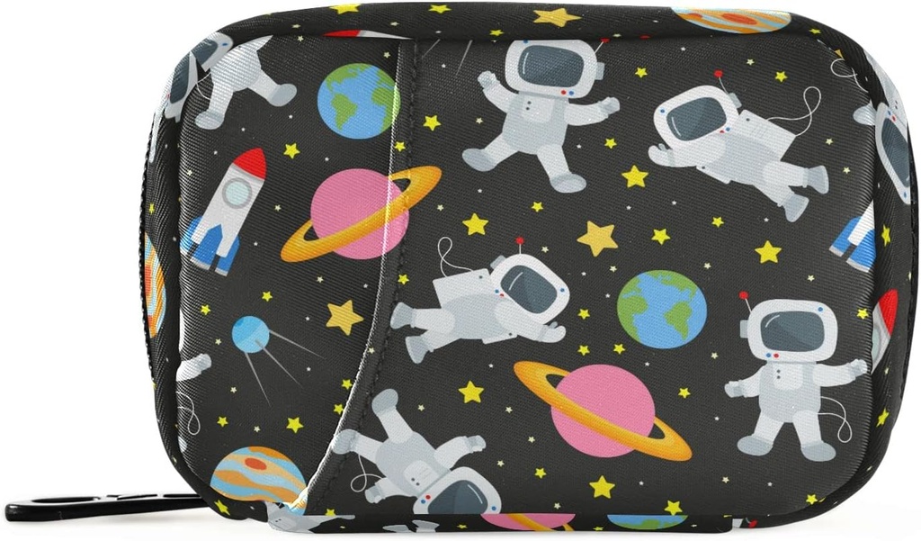 Space Travel Galaxy Astronauten pil Box 7 Dag pil Case Bag Travel pil Organizer Bag met rits draagbare week Case Compacte grootte voor vitamine supplement houder