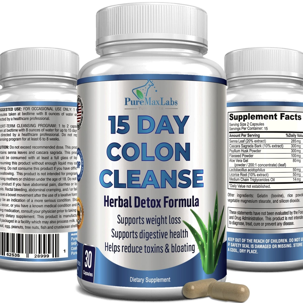 YUMMYVITE 15 dagen Colon Reiniging en Detox, Herbal Detox Formule, Ondersteunt gewichtsverlies, Constipatie Relief - Boosts Energy. Flush toxines, natuurlijke veilige Colon Cleanser voor mannen en vrouwen - 30 capsules