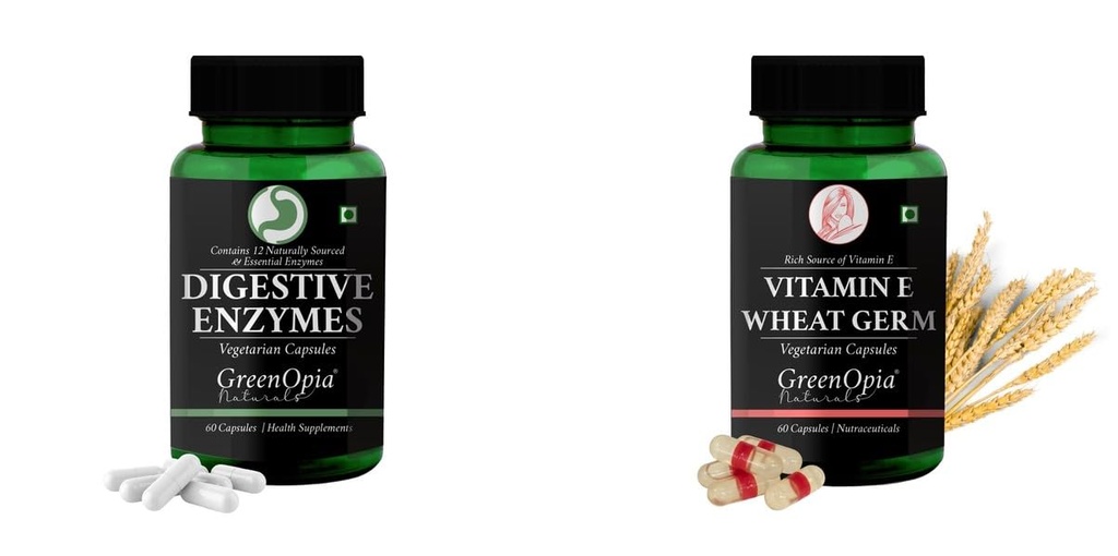 Digestive Enzymes Vitamin E Wheat Germ Oil Wellness Daily Vitality |60 CAPSULES