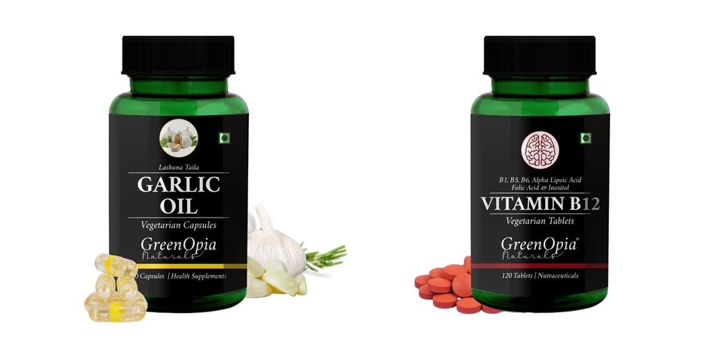 Garlic Oil Vitamin B12 Tablets Wellness Daily Vitality |60 CAPSULES