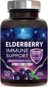 Vlierbessen Immuun Ondersteuning 1200mg - Dagelijks Immuun Ondersteuning voor Volwassenen met Geconcentreerde Sambucus Zwarte Vlierbessen Extract - Antioxidant Vitamine Supplement, Glutenvrij, Gebotteld in de VS - 120 Capsules