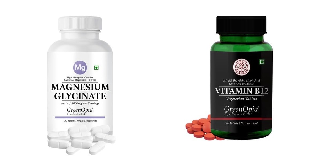Magnesium Glycinate Forte Tablets Vitamin B12 Wellness Daily Vitality |60 CAPSULES