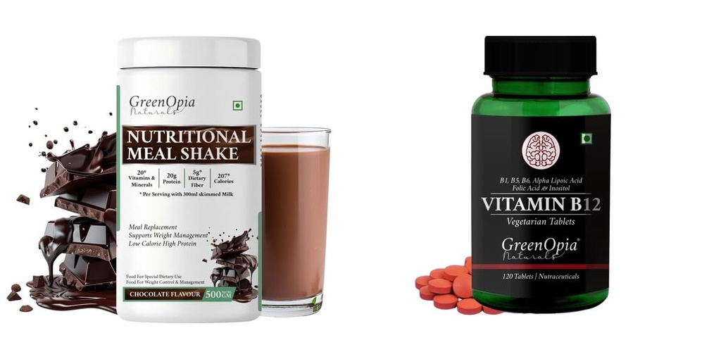 Nutritional Meal Shake Chocolate Vitamin B12 Tablets Wellness Daily Vitality |60 CAPSULES