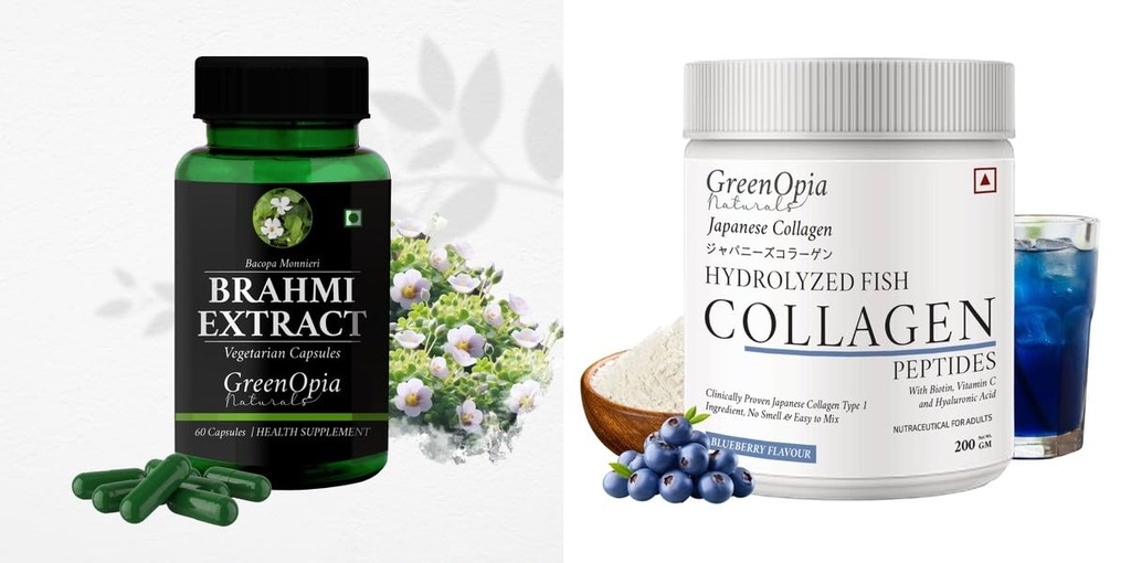 Brahmi Marine Collagen Peptides Powder Blueberry Wellness Daily Vitality |60 CAPSULES