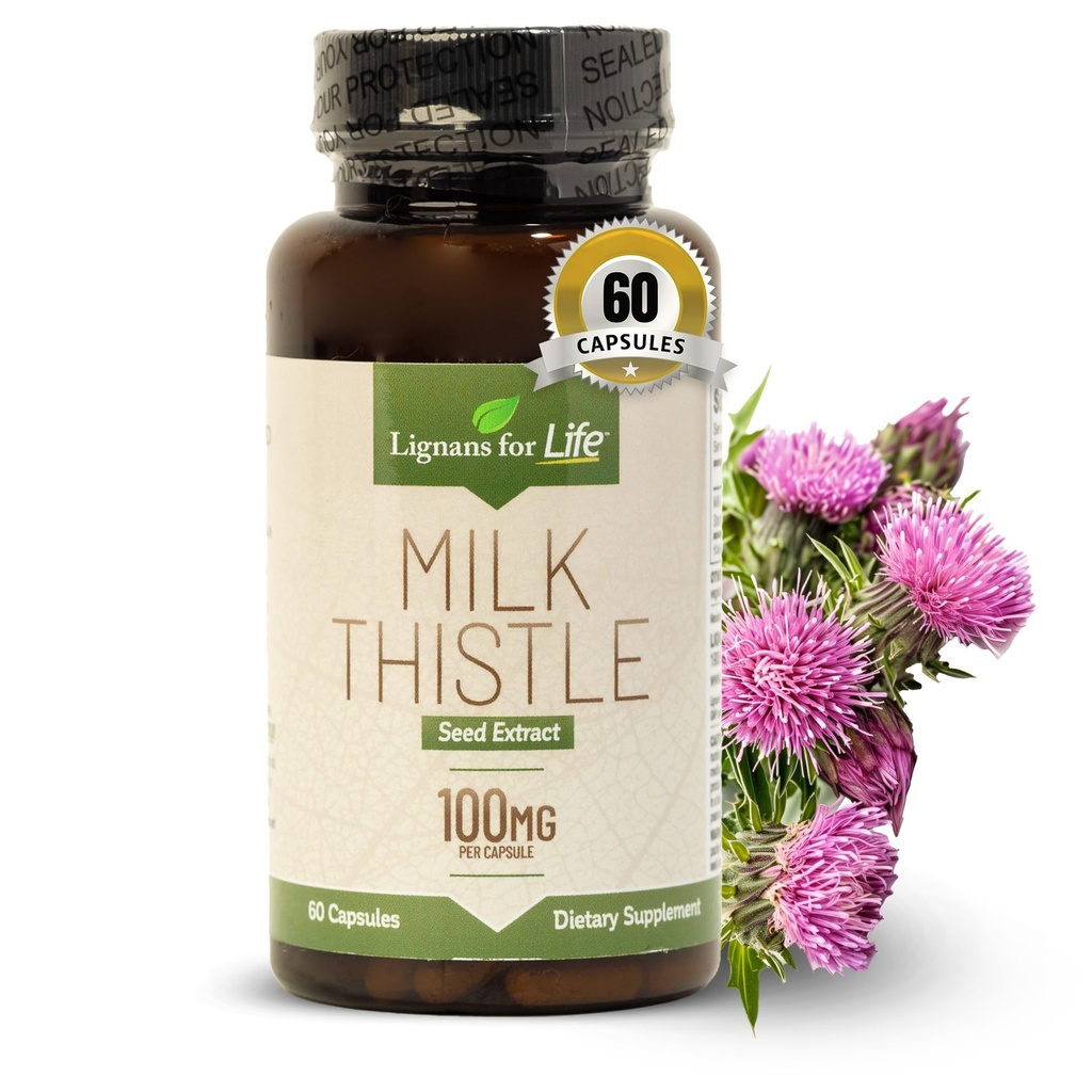 Lignans for Life Milk Thistle Seed Extract Kruidensupplement voor honden, 100mg - 60 Vegetarische Capsules, Cannine Lever Gezondheid