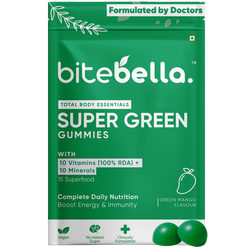 Super Green Gummies for Men & Women, Green Mango Flavour, 30 Gummies