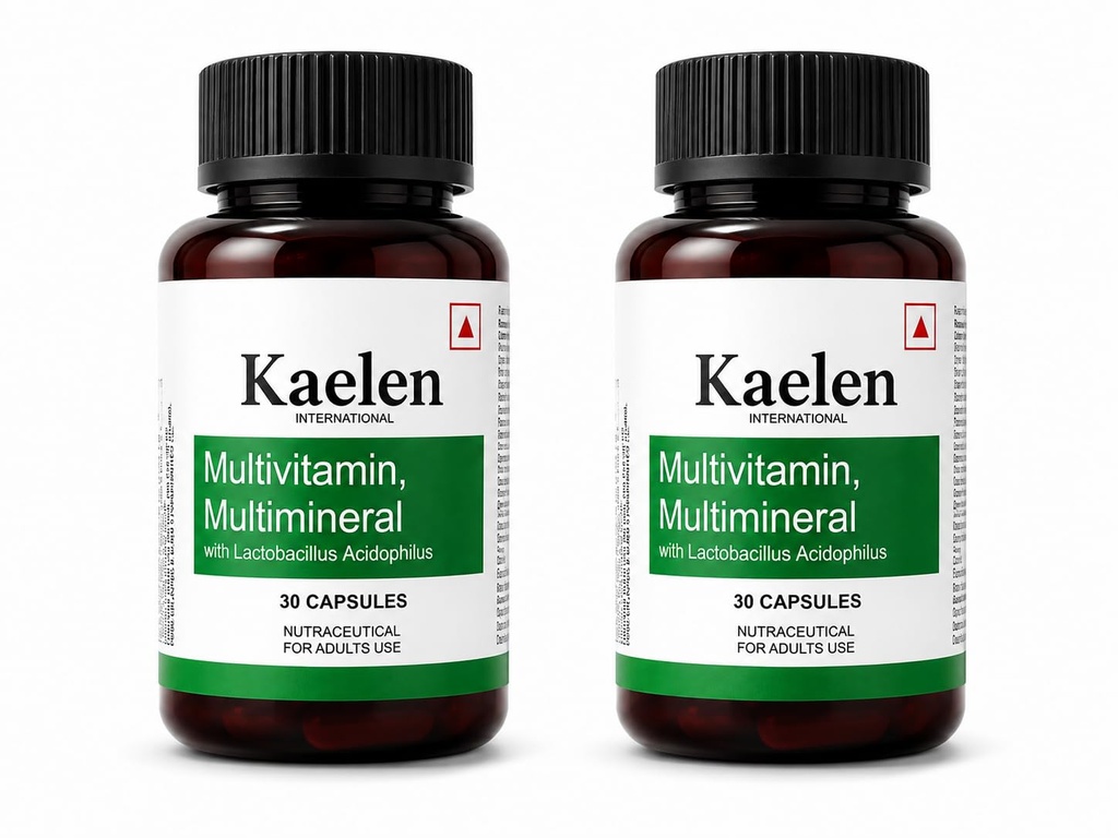 KAELEN Multivitamin & Multimineral Capsules | Supports Clear Skin, Glow & Anti-Aging | Essential Vitamins & Minerals for Overall Wellness, Radiant Skin, Daily Energy & Immunity Boost (Pack of 2)