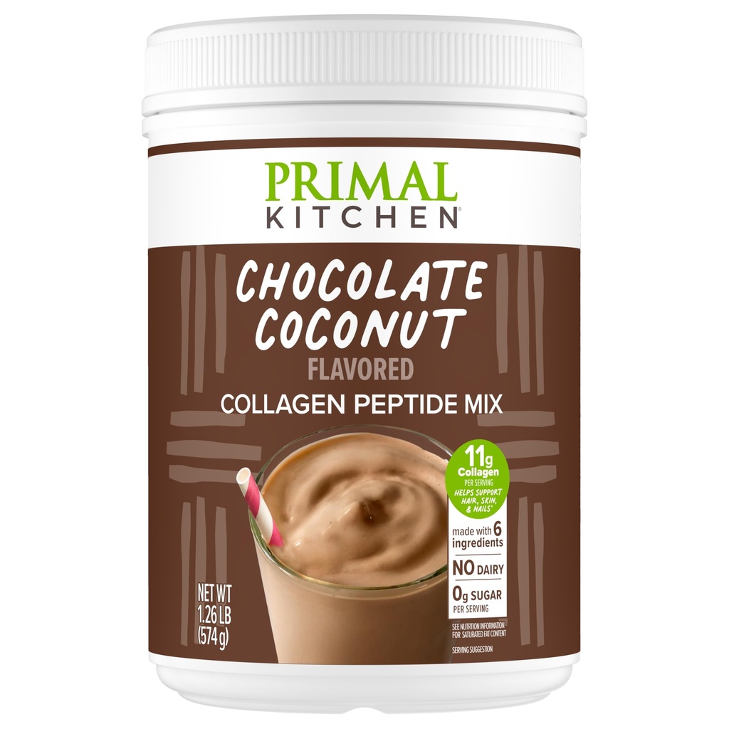 Primal Keuken Chocolade Collageen Fuel® Drinkmix, Chocolate Coconut Collageen Peptiden, Geen zuivel of kunstmatige zoetstoffen, 20 Ounces