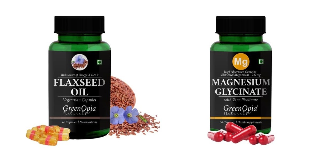 Flax Seed Oil Magnesium Glycinate Zinc Wellness Daily Vitality |60 CAPSULES