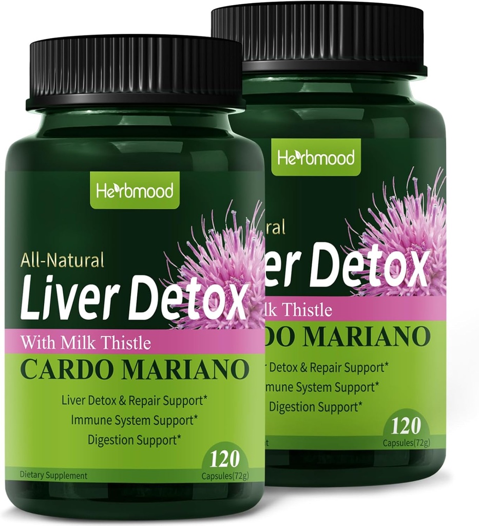 Herdmood Silymarin Lait Thistle Foie Détox Capsules pour foie gras, Alcachofa y Cardo Mariano con Silimarina para el Higado Graso, Liver Cleanse Detox & Repair Formula w/Artichoke Extract. 240Coût