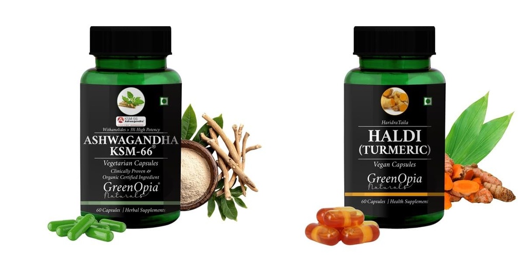 Ashwagandha KSM66 Haldi Oil Wellness Daily Vitality |60 CAPSULES