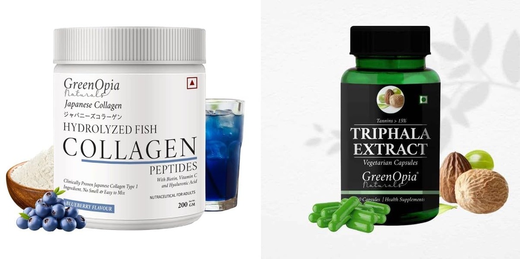 Marine Collagen Peptides Powder Blueberry Triphala Wellness Daily Vitality |60 CAPSULES