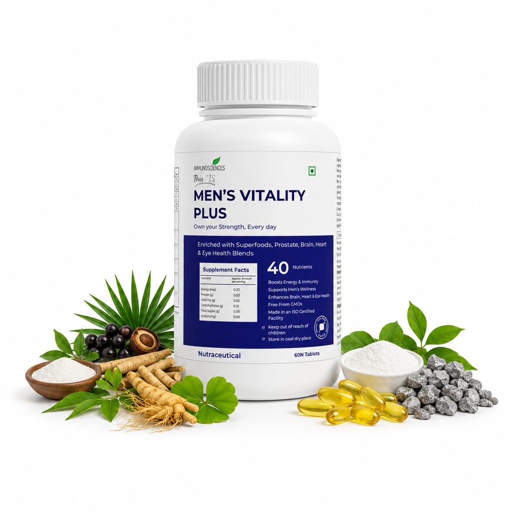Men’s Vitality Plus Tablets | Multivitamin with 40 Nutrients & Superfoods | Daily Nutrition Support for Men | 60 Tablets