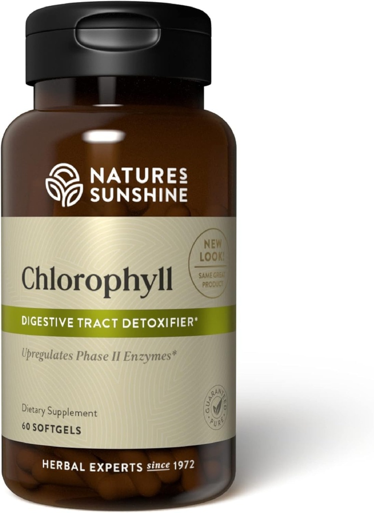Nature's Sunshine Chlorofyl, 60 Softgel Capsules: Ondersteuning Vertering, Immuniteit & Ontgifting met interne deodorant Voordelen. Gemakkelijk doorslikken Capsules bevorderen algehele welzijn en energie