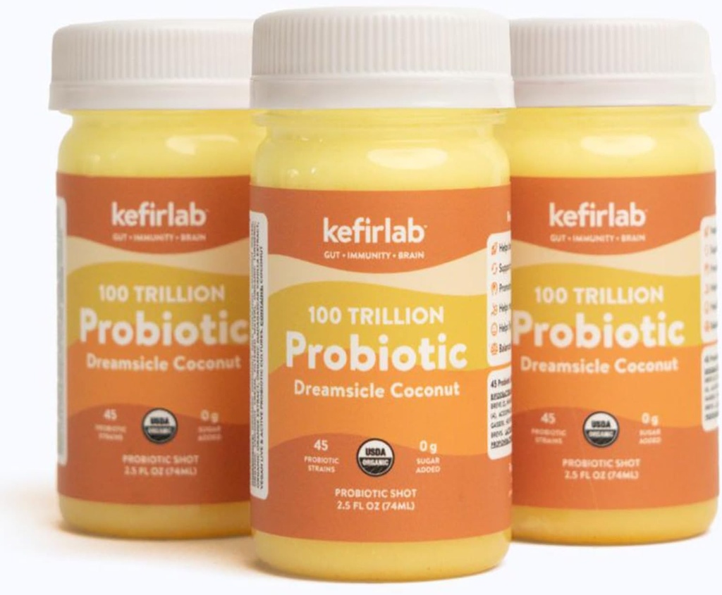 KefirLab Probiotica 100T CFU - 36 Strains - Vegan & Organic - Support Digestion, Immuun System, Brain Health, Mood & Stress. Dreamsicle (16-pack)