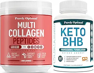 Pure Optimale Premium Multi Collageen Poeder + Premium Keto Dieet Pillen Gebruik vet voor energie met Ketosis