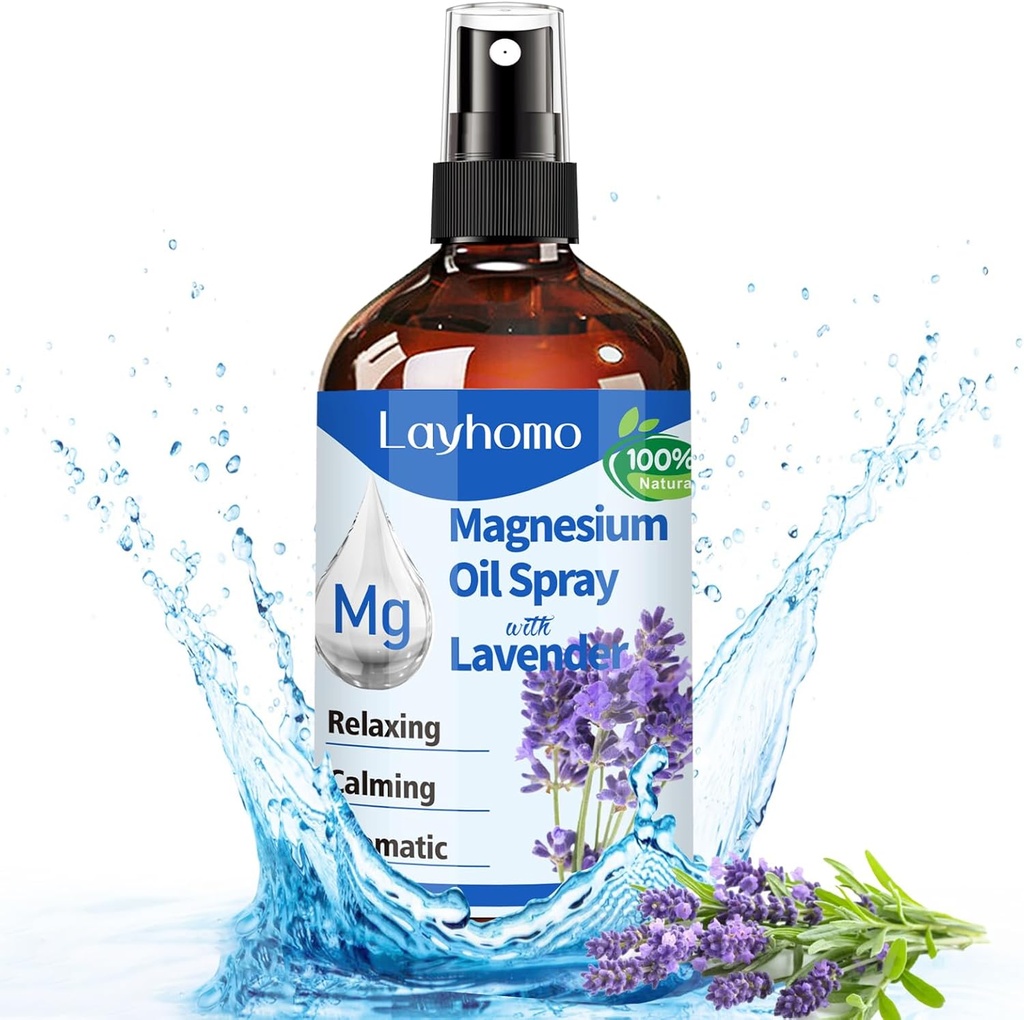 Magnesium oliespray voor slaap, pure magnesium voor voeten, soothing pijn spieren & ontspannen, pijn, Ultra concentratie met Lavendel-200ML