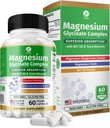 1 Complexe de glycinate de magnésium corporel, supplément de magnésium à haute absorption pour calme, relaxation musculaire et soutien de santé osseuse, végétalien avec huile MCT et minéraux traces, non-OGM, 60 capsules