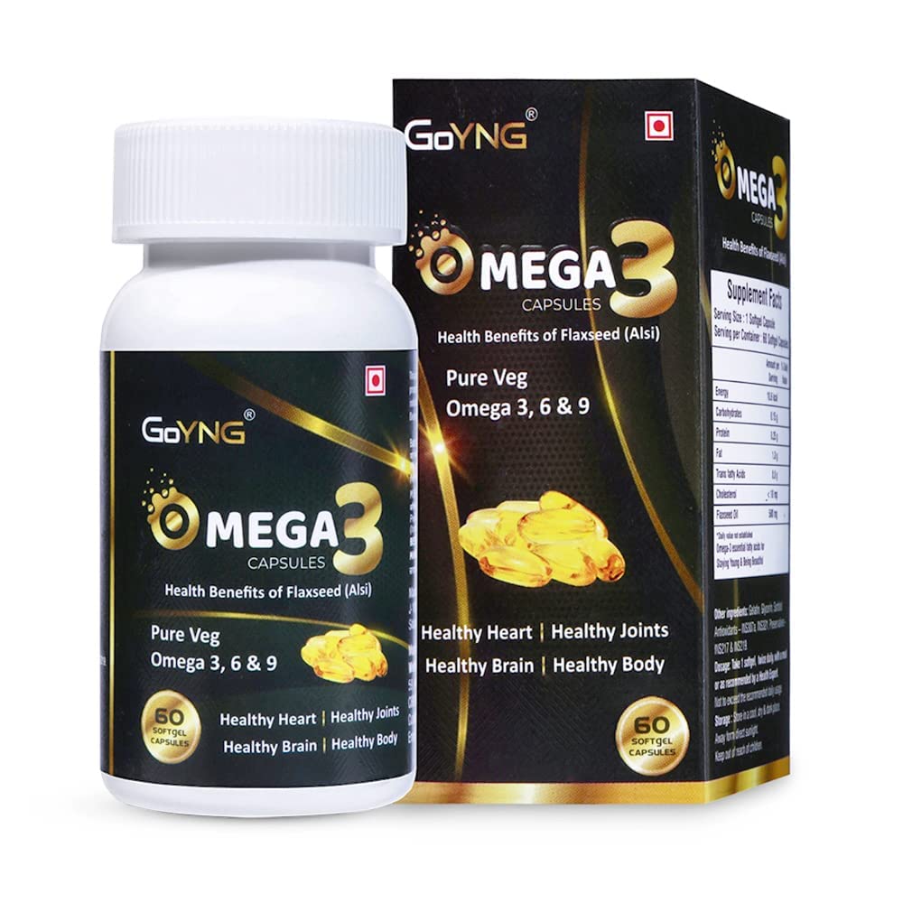 Omega 3 6 9 Vegan Natural Nutrition Supplement for Healthy Heart and Body 30 Veg Capsules